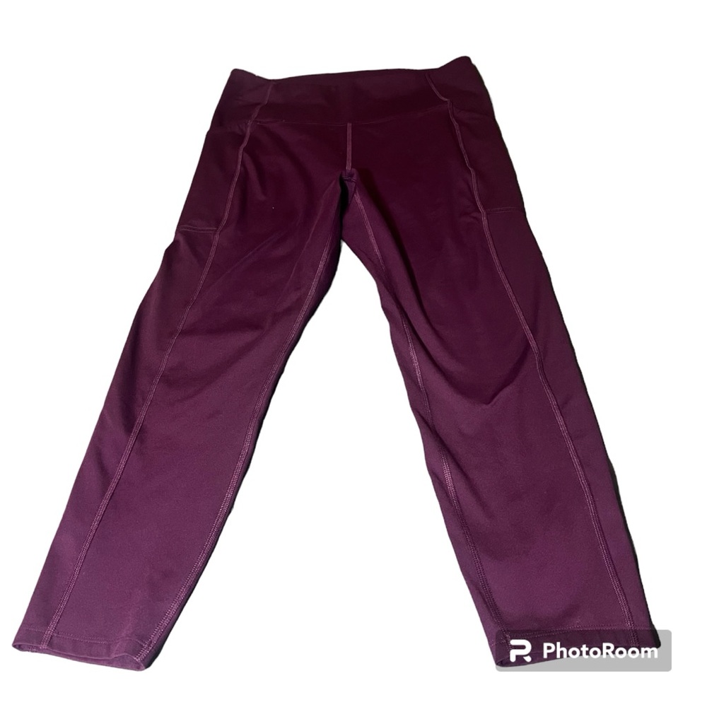 Girlfriend Collective Compressive Leggings Womens Large Plum High-Rise‎ Pockets - Picture 2 of 5